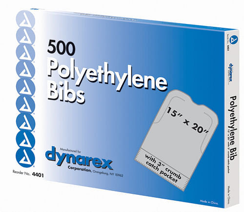 Disposable Polyethylene Bibs W/Crumb Pocket 16 x24 Bx/500