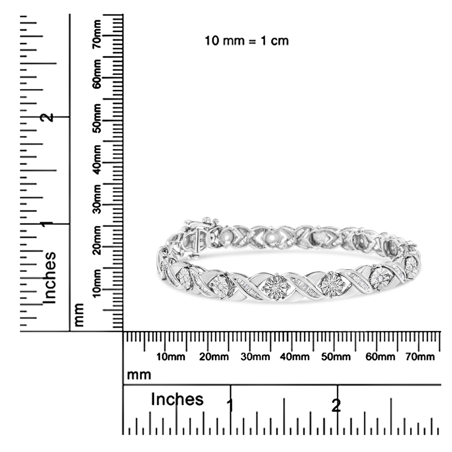“.925 Sterling Silver Diamond X-Link Tennis Bracelet – 1.0 Cttw, 7″