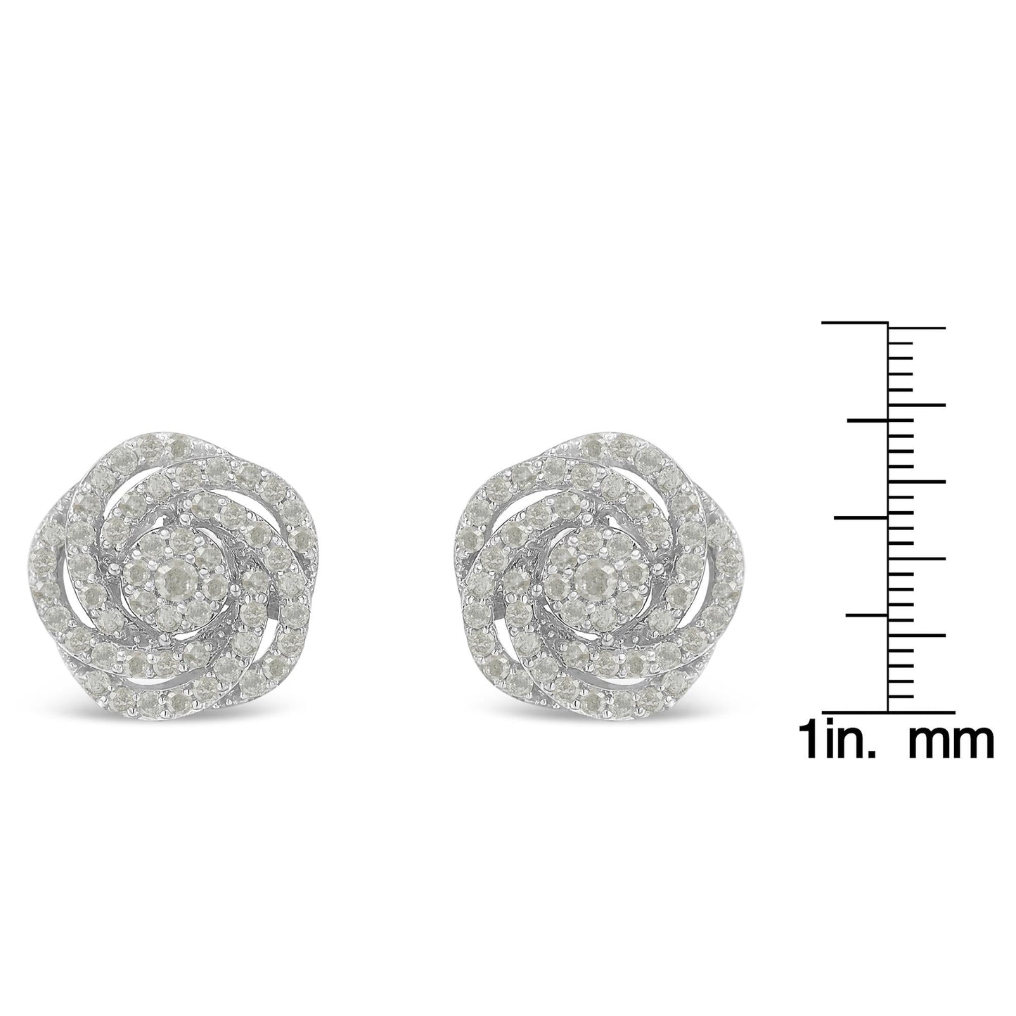 10KT White Gold Diamond Flower Stud Earrings (1/2 CTTW, I-J Color, I1-I2 Clarity)
