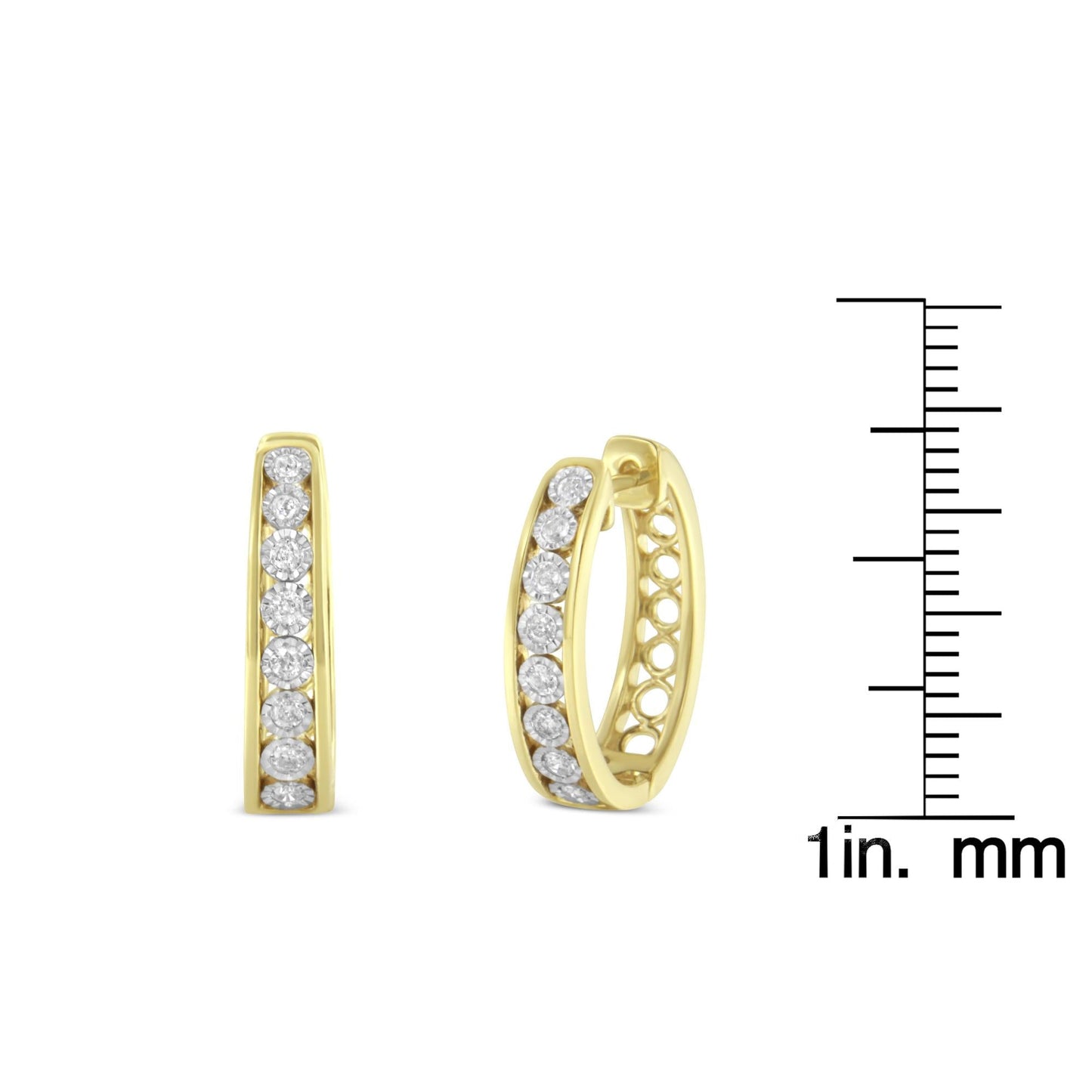 10KT Yellow & White Gold Diamond Hoop Earrings (1/2 Cttw, J-K Color, I2-I3 Clarity)