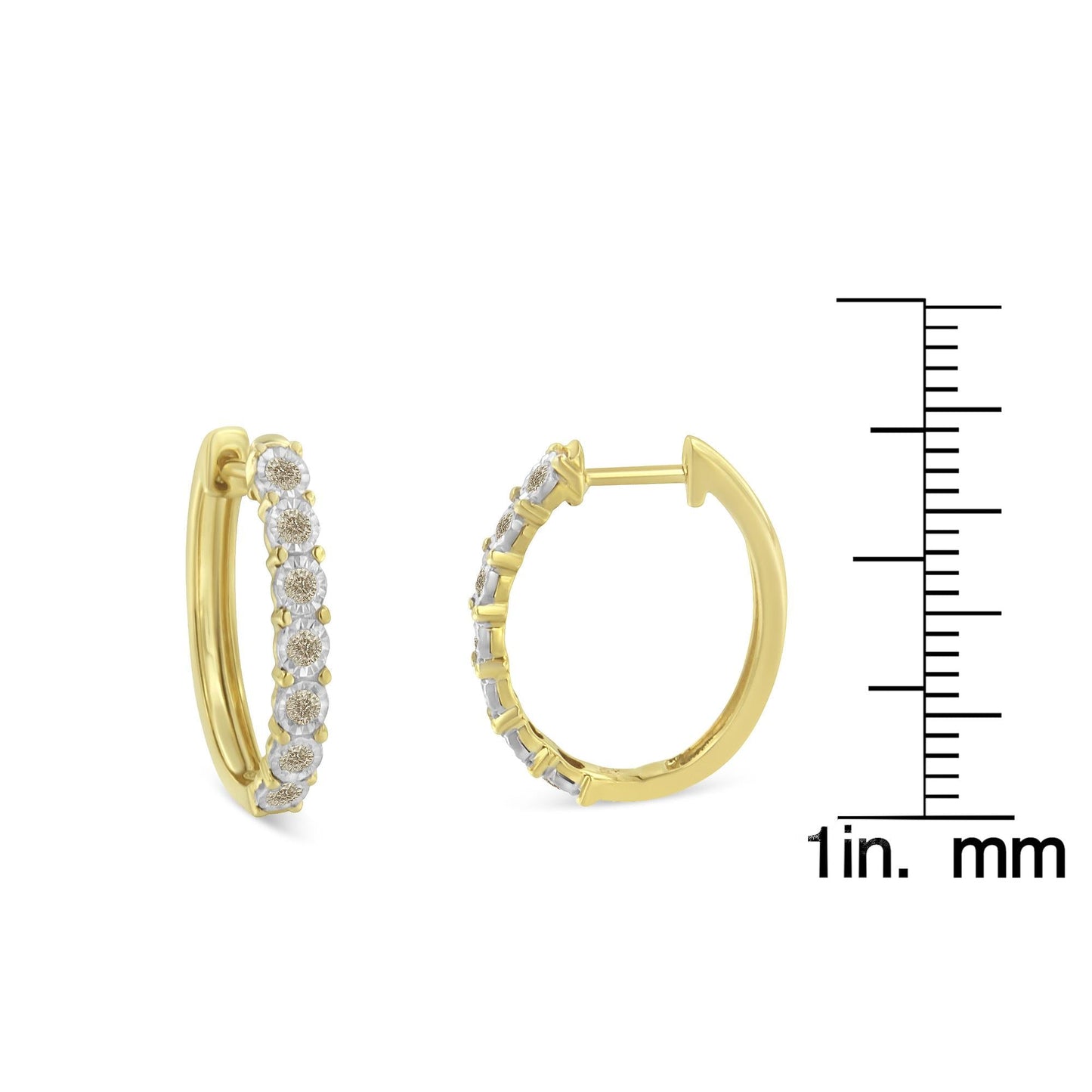10KT Two-Tone Gold Diamond Hoop Earrings (1/2 Cttw, J-K Color, I2-I3 Clarity)