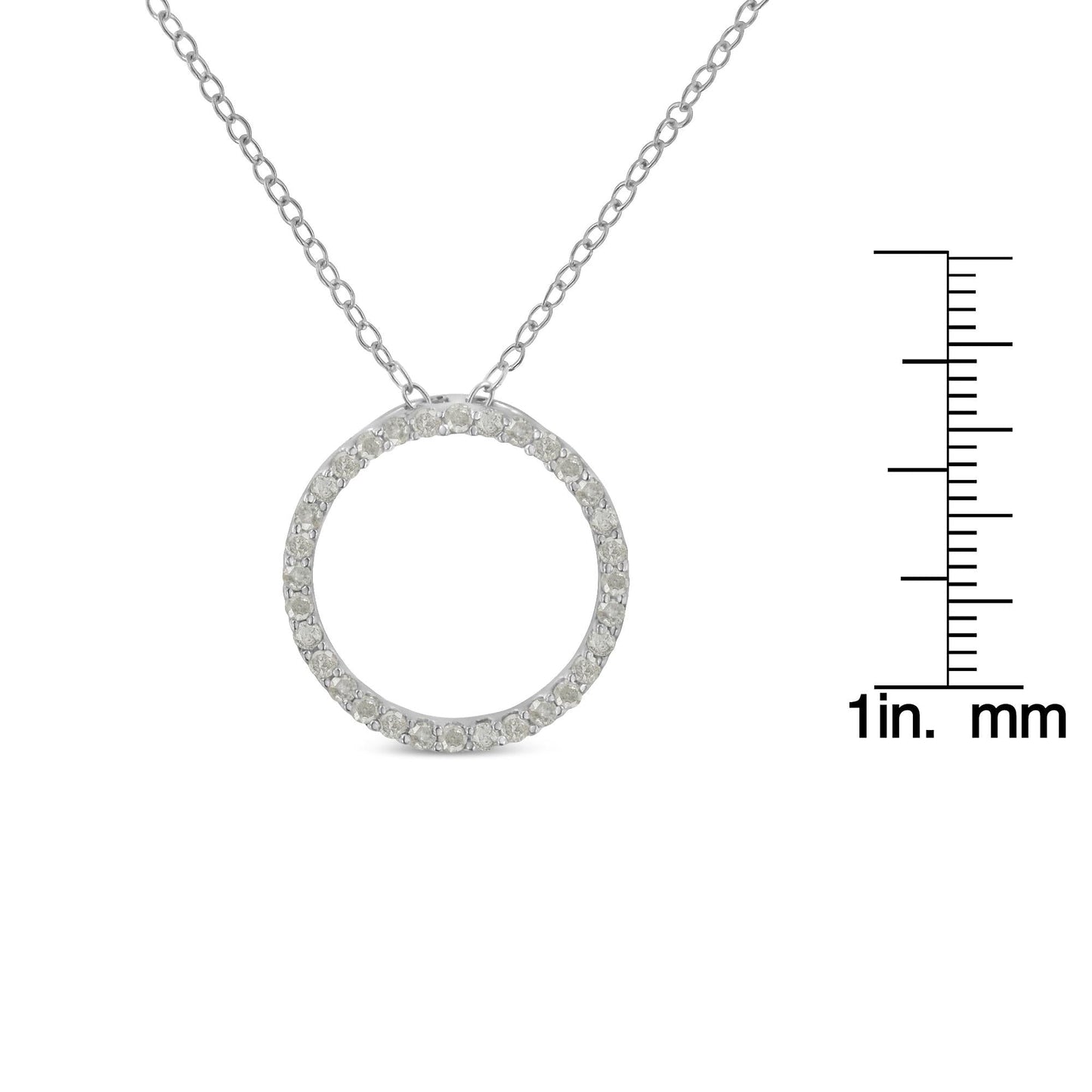 Sterling Silver Diamond Circle Pendant – 1/3 Cttw, 18" Halo Necklace