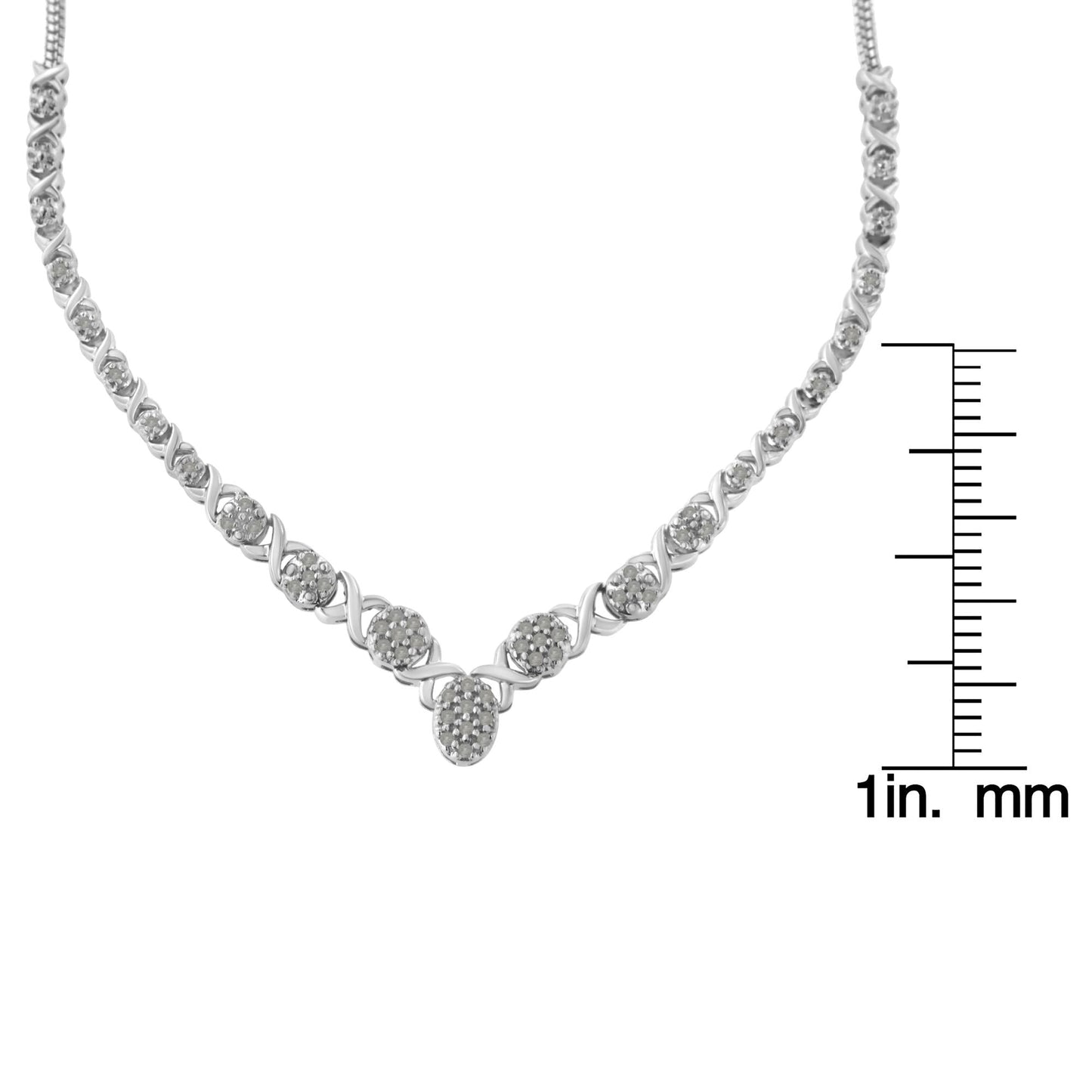 “.925 Sterling Silver Diamond Cluster Necklace – 1/2 Cttw, 18″