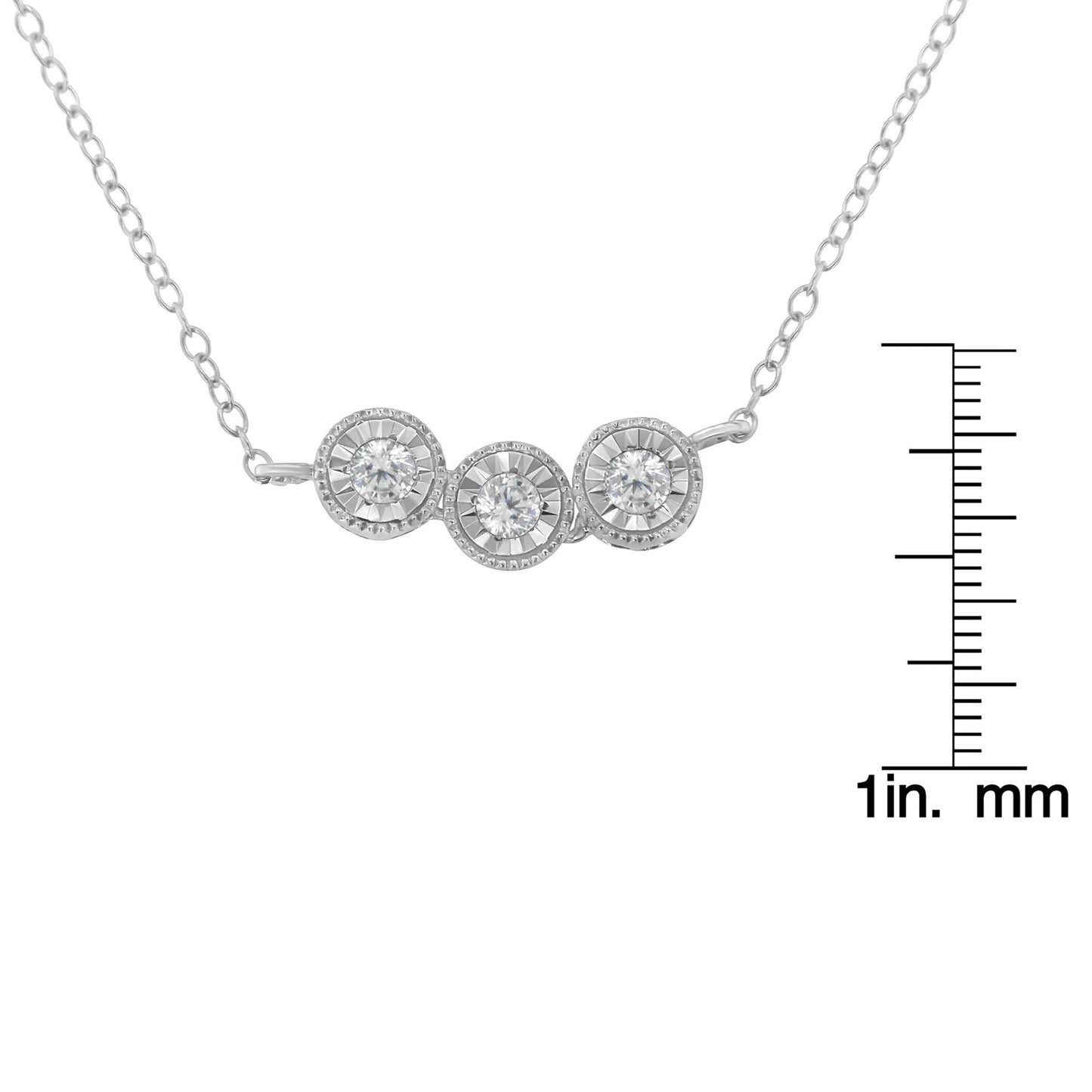 Sterling Silver 1/4 CTTW Round Diamond Pendant Necklace – H-I Color, I2-I3 Clarity