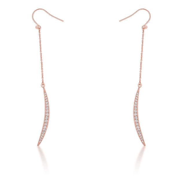 Luna 0.5ct CZ Rose Gold Delicate Moon Drop Earrings