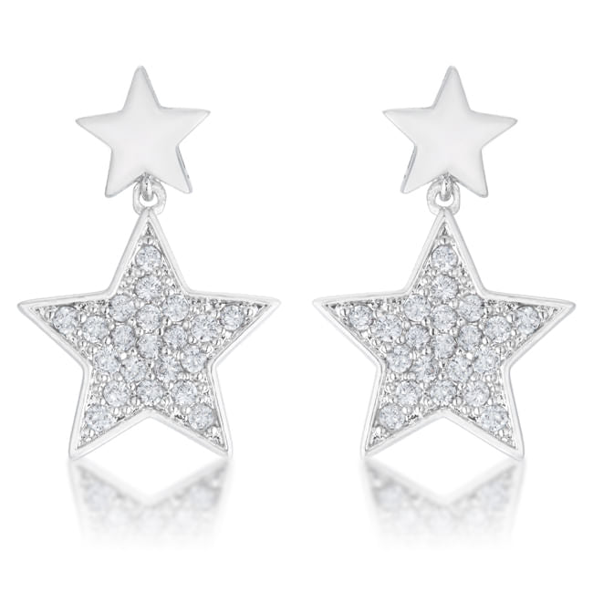 Bianca 0.5ct CZ Rhodium Star Drop Earrings