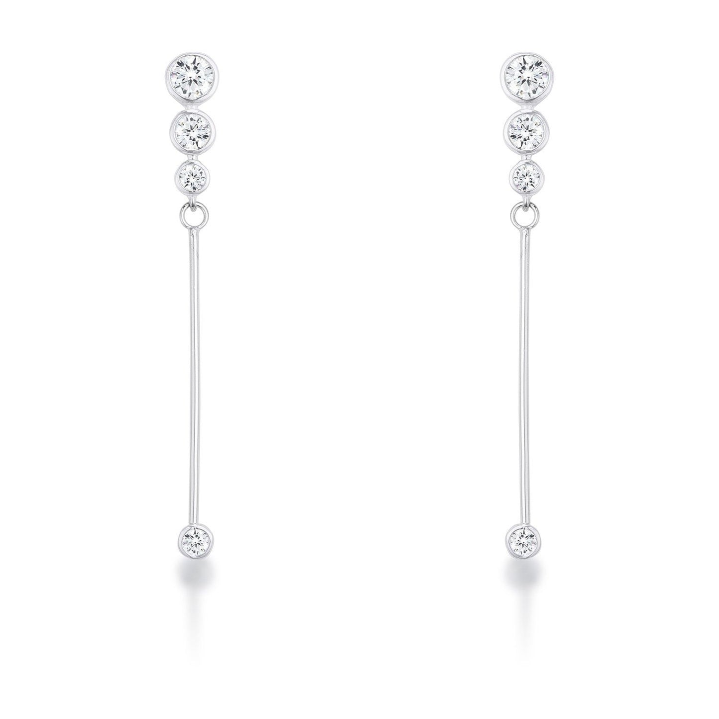 1.2Ct Graduated Rhodium Plated Drop Cubic Zirconia Earrings.