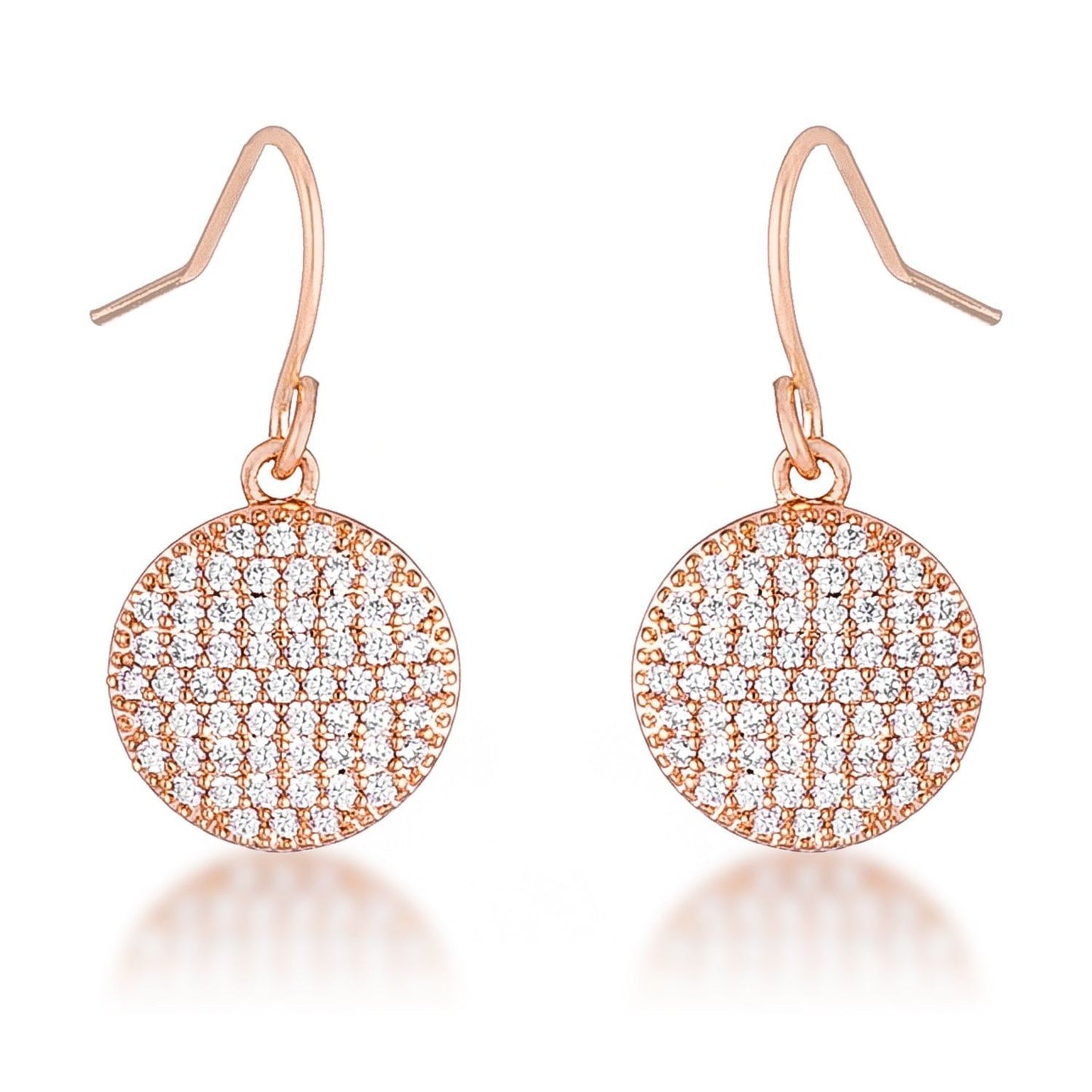 .6 Ct Elegant CZ Rose Gold Plated Disk Earrings