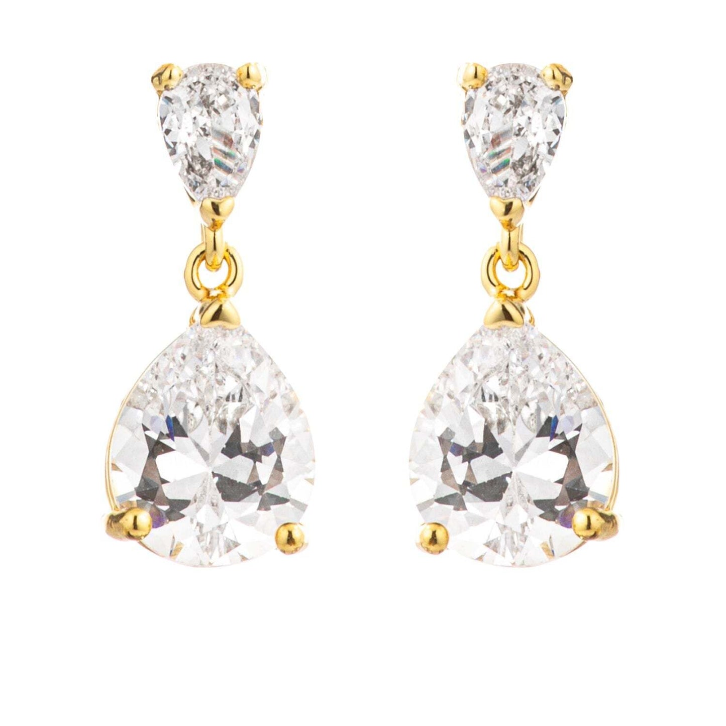 18k Gold Plated Double Pear Drop Earrings