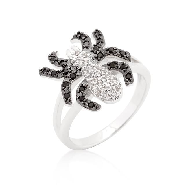 Cubic Zirconia Spider Fashion Ring - 18k Gold & Rhodium