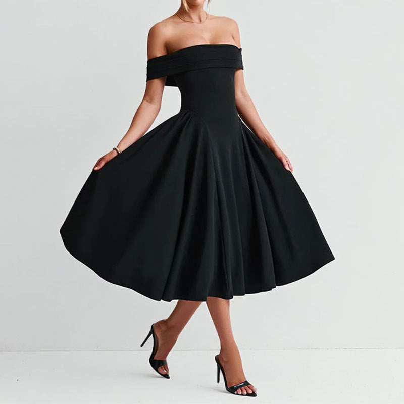 Women’s Off-Shoulder Fit & Flare Midi Dress
