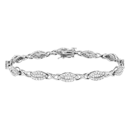 “.925 Sterling Silver Diamond X-Link Tennis Bracelet – 1.0 Cttw, 7″