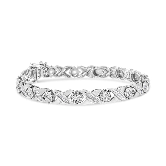 “.925 Sterling Silver Diamond X-Link Tennis Bracelet – 1.0 Cttw, 7″