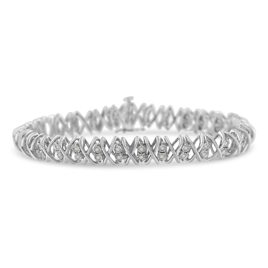 .925 Sterling Silver 2.0 Cttw Rose Cut Diamond X Link Tennis Bracelet (I-J Color, I2-I3 Clarity) – 7"