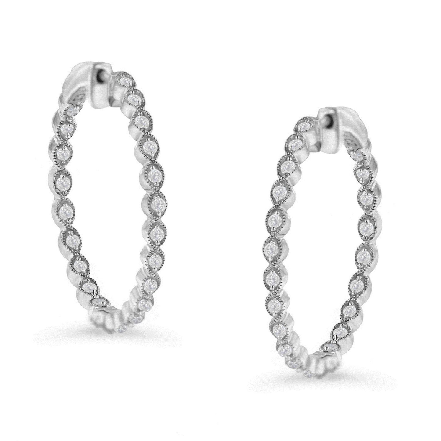 Sterling-Silver Diamond Hoop Earring (3/4 Cttw, I-J Color, I3 Clarity)