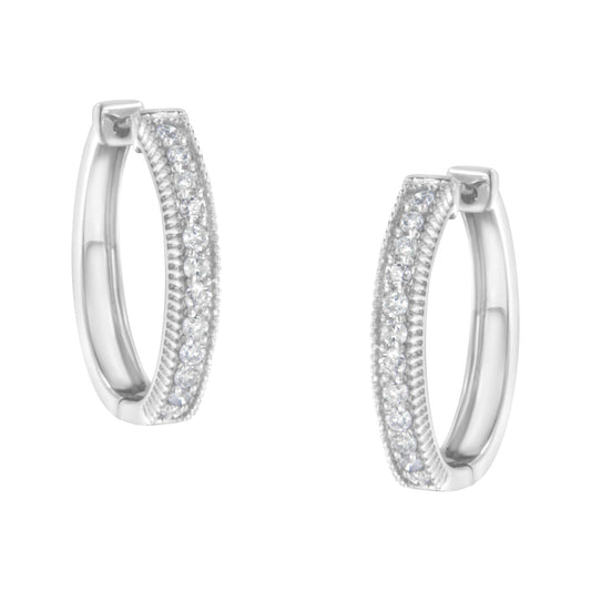 10KT White Gold Diamond Hoop Earrings (1.00 Cttw, H-I Color, I1-I2 Clarity)