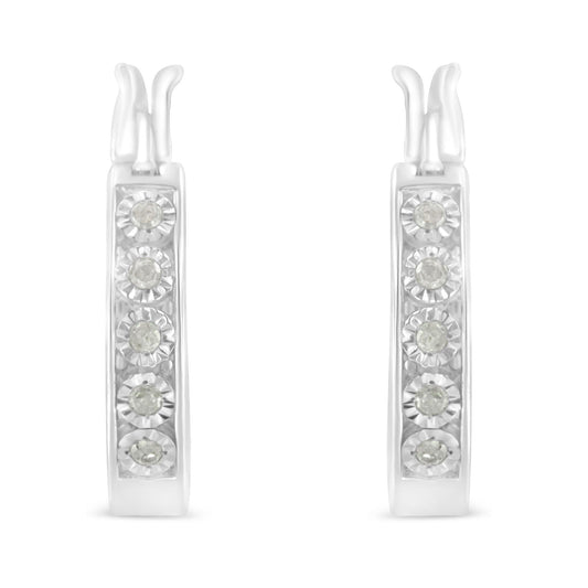 .925 Sterling Silver 1/10 CTTW Miracle Set Diamond Full Circle Hoop Earrings (I-J Color, I3 Clarity)