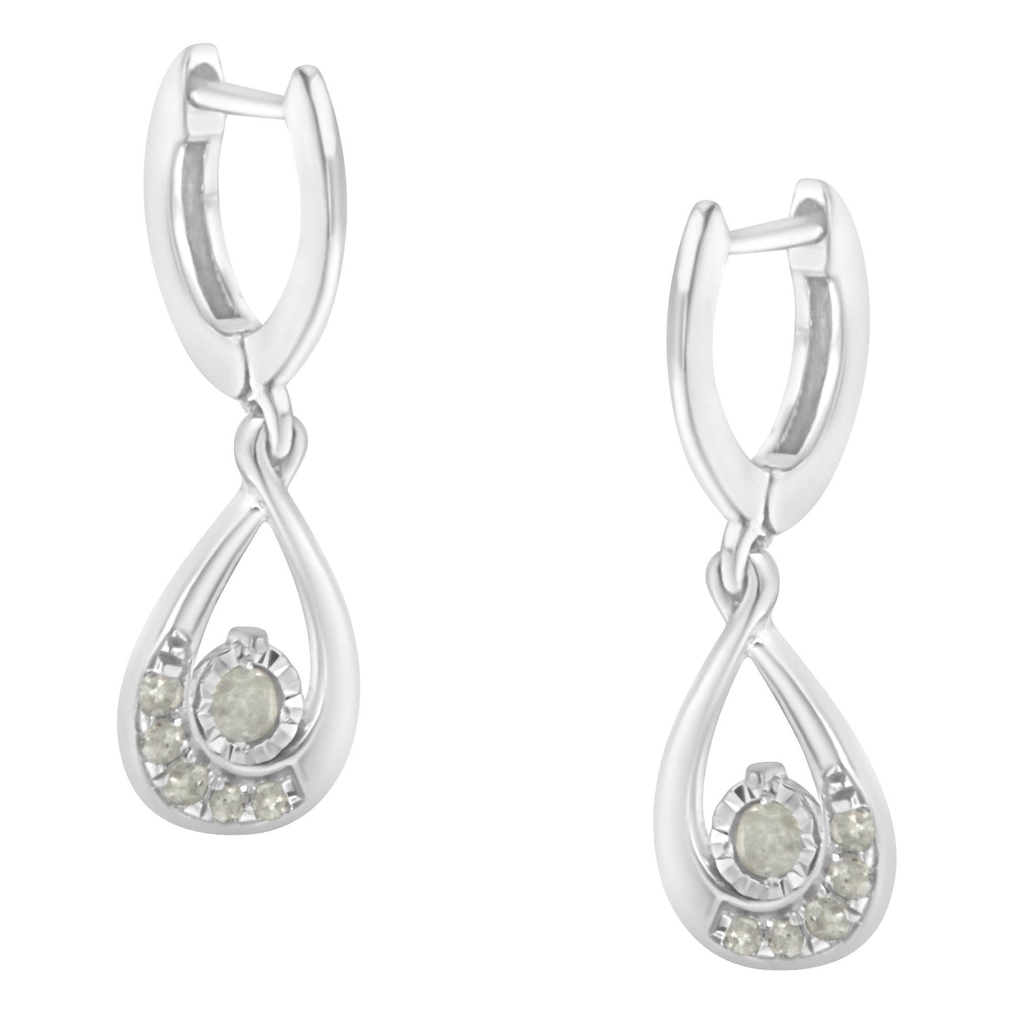 .925 Sterling-Silver 1/5 CTTW Miracle-Set Round Diamond Drop and Dangle Hoop Earring (I-J Color, I3 Clarity)