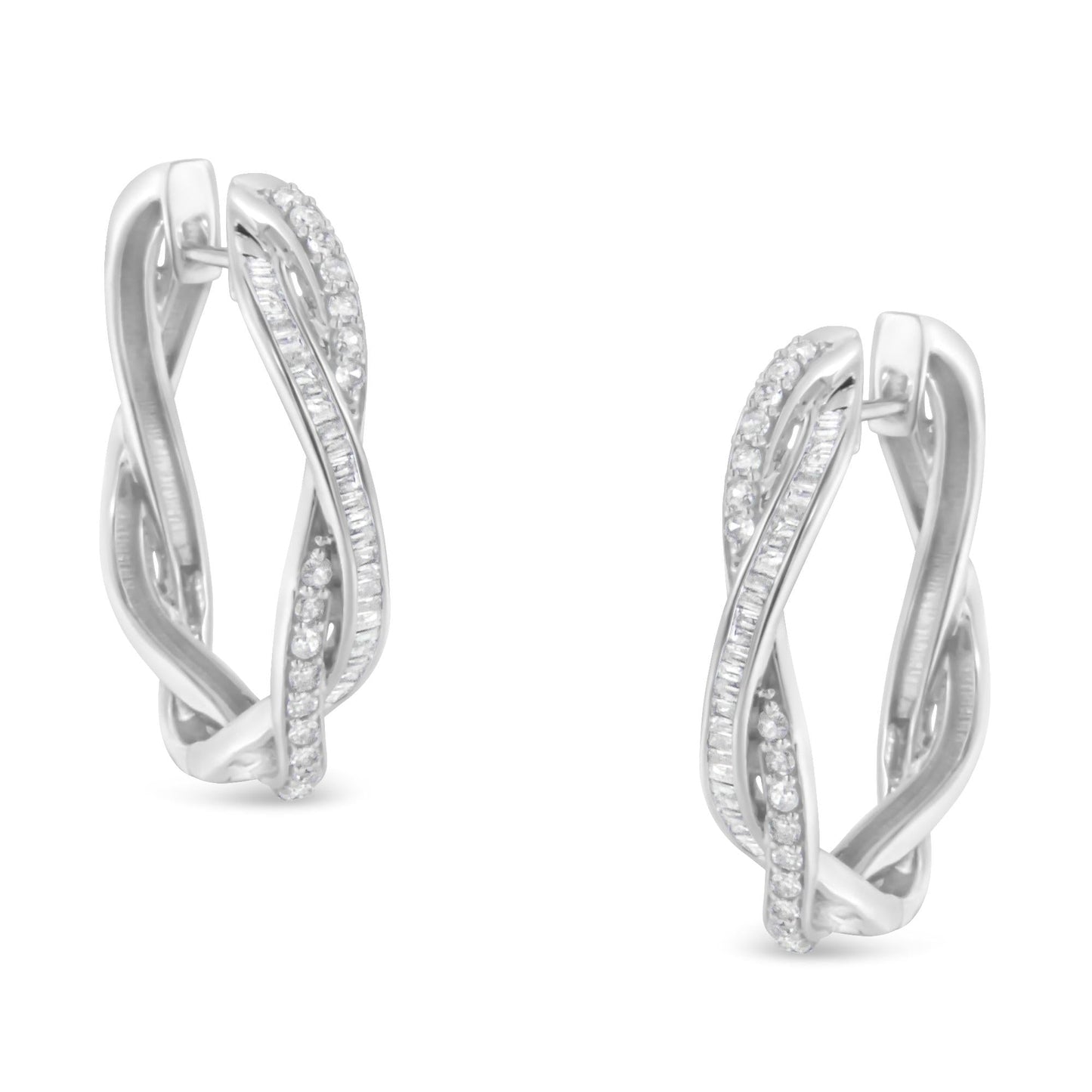 Sterling Silver Diamond Hoop Earrings (0.75 CTTW, I-J Color, I2-I3 Clarity)