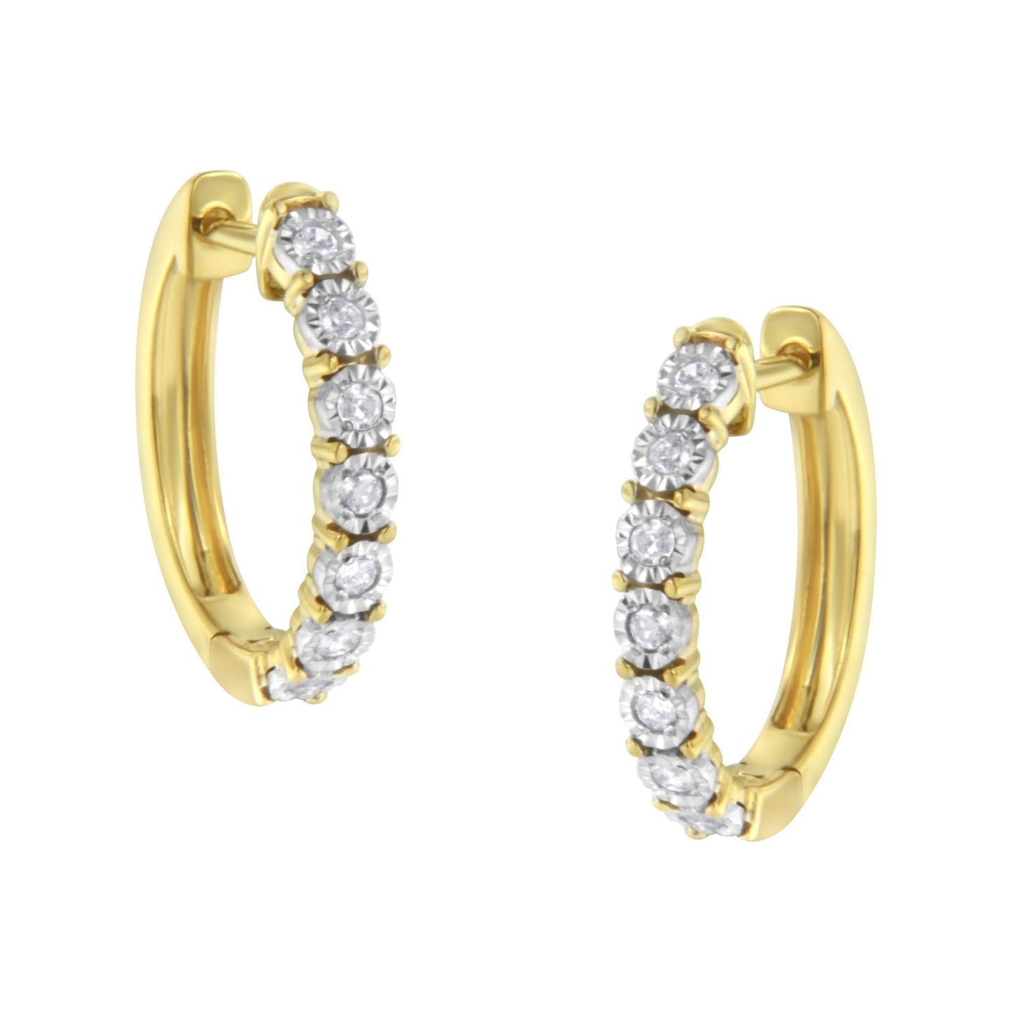 10KT Two-Tone Gold Diamond Hoop Earrings (1/4 Cttw, J-K Color, I2-I3 Clarity)