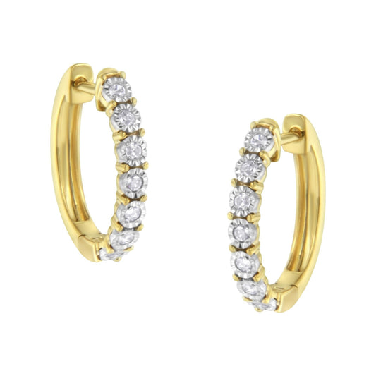 10KT Two-Tone Gold Diamond Hoop Earrings (1/4 Cttw, J-K Color, I2-I3 Clarity)