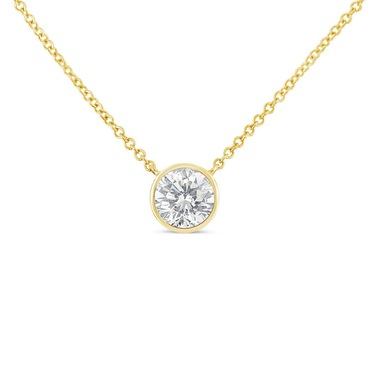 10K Yellow Gold 1/2 Carat Diamond Bezel-Set Solitaire Pendant Necklace – Haus of Brilliance