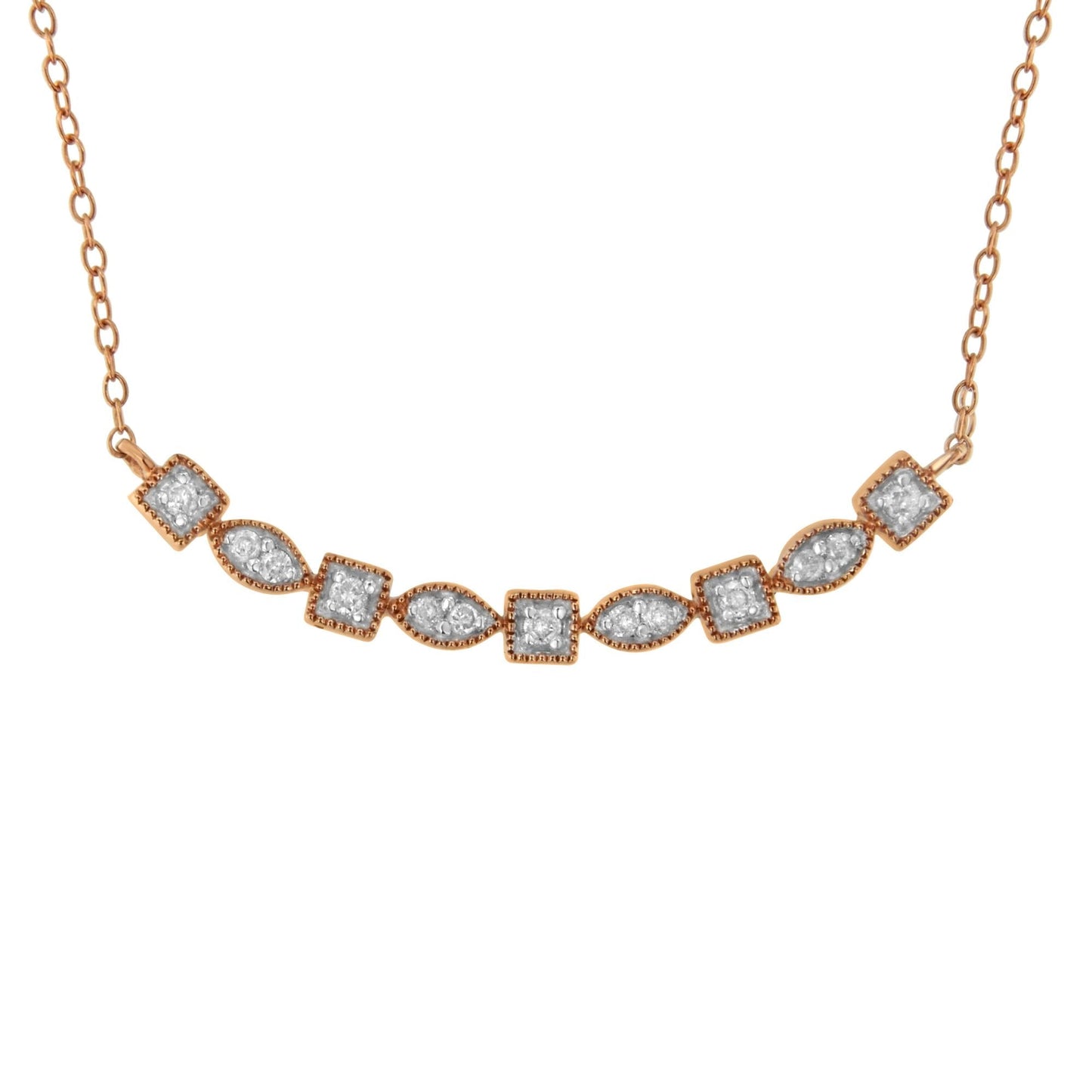 “10KT Rose Gold Sterling Silver Diamond Bar Necklace – 1/4 Cttw”