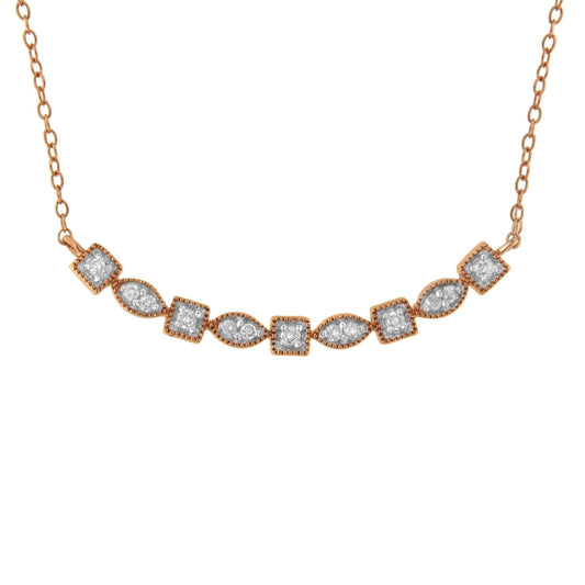 “10KT Rose Gold Sterling Silver Diamond Bar Necklace – 1/4 Cttw”