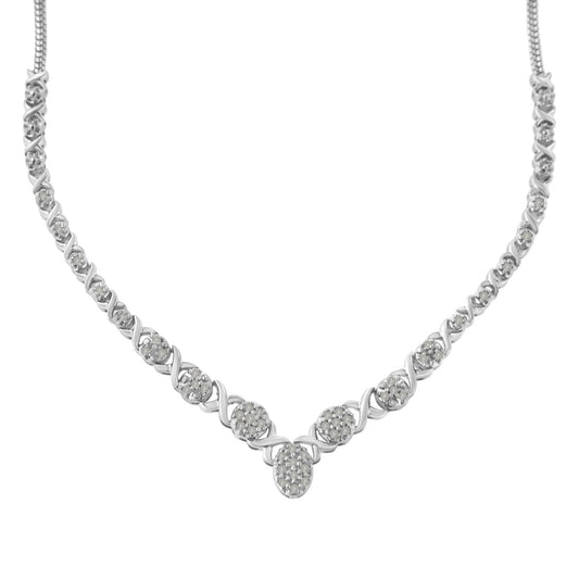 “.925 Sterling Silver Diamond Cluster Necklace – 1/2 Cttw, 18″