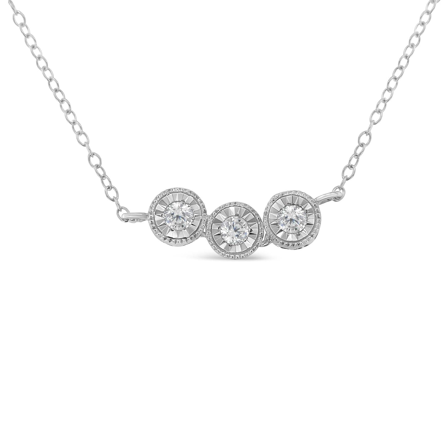 Sterling Silver 1/4 CTTW Round Diamond Pendant Necklace – H-I Color, I2-I3 Clarity