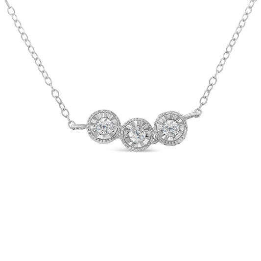 Sterling Silver 1/4 CTTW Round Diamond Pendant Necklace – H-I Color, I2-I3 Clarity