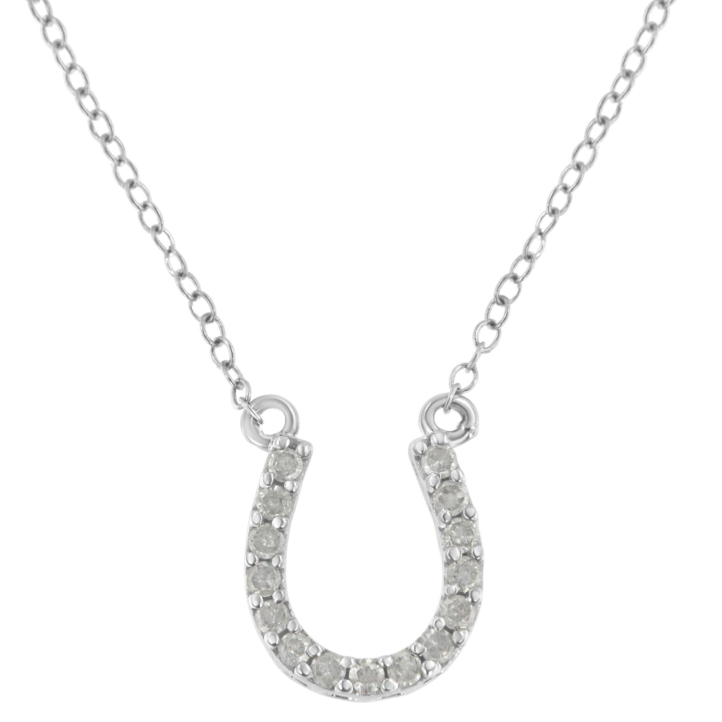 .925 Sterling Silver 1/4 Cttw Diamond Horseshoe Necklace (I-J Color, I3 Clarity)