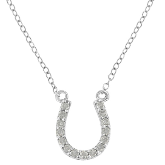 .925 Sterling Silver 1/4 Cttw Diamond Horseshoe Necklace (I-J Color, I3 Clarity)