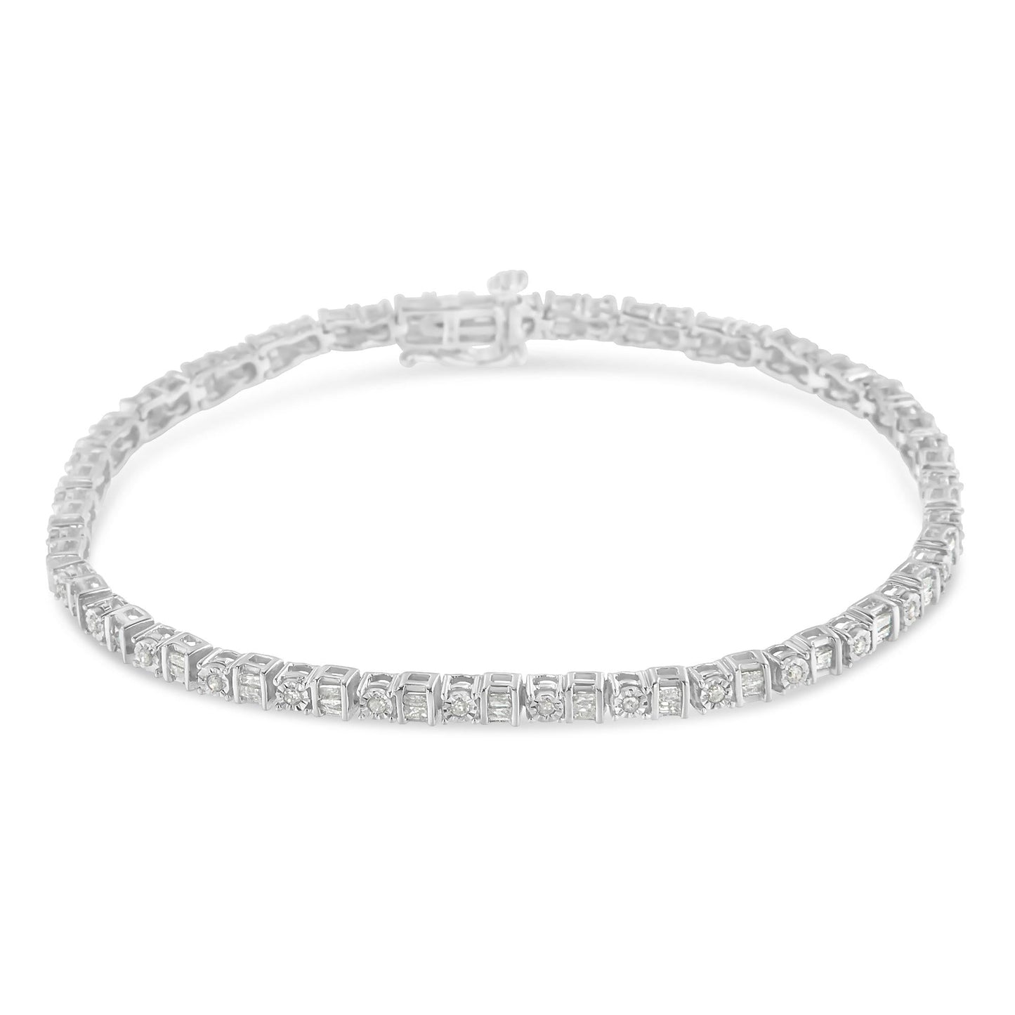 “10K White Gold Diamond X-Link Tennis Bracelet – 2.0 Cttw, 7″”