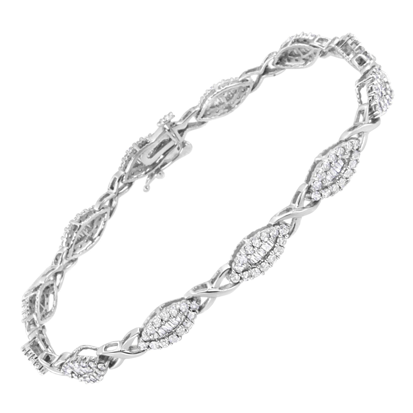 “.925 Sterling Silver Diamond X-Link Tennis Bracelet – 1.0 Cttw, 7″