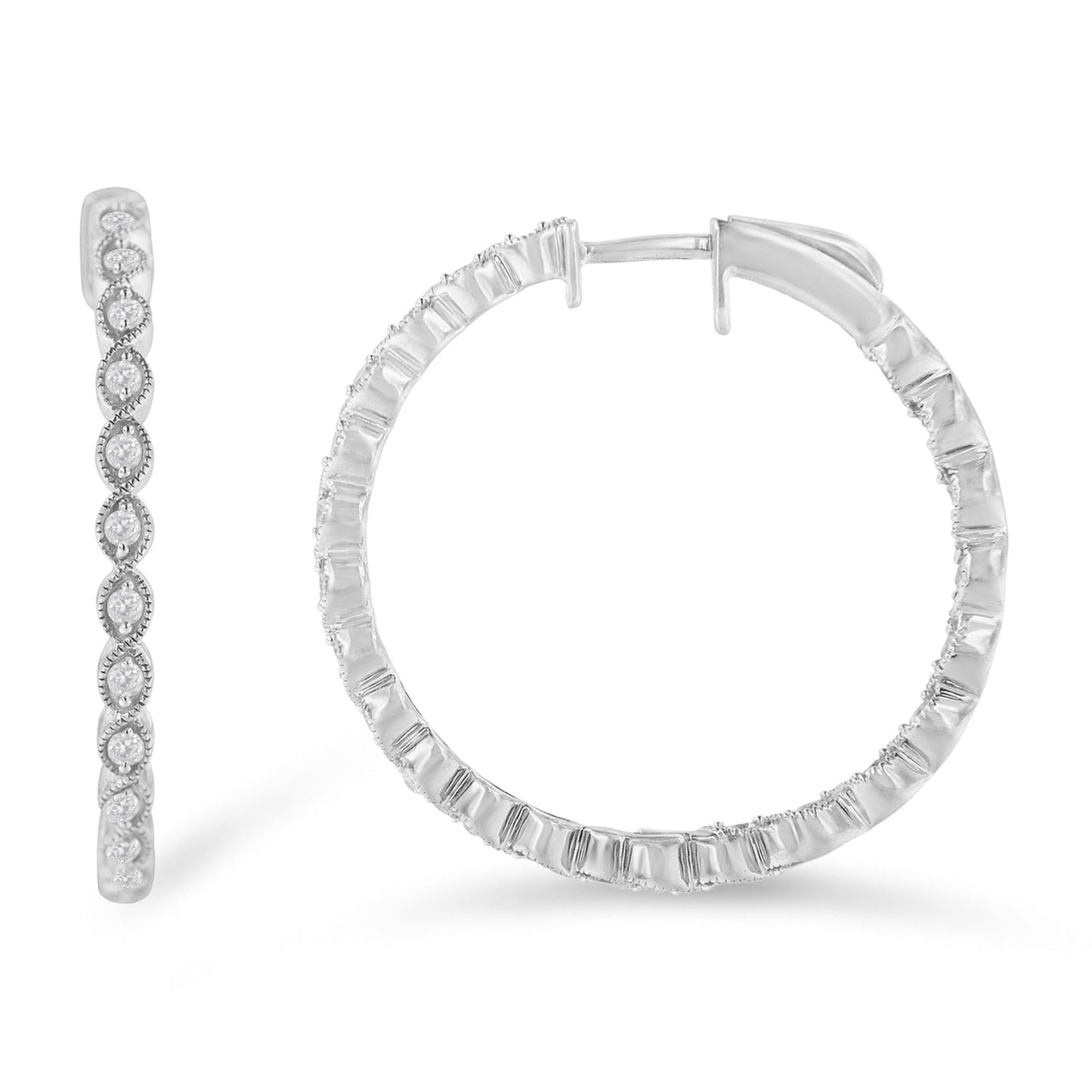 Sterling-Silver Diamond Hoop Earring (3/4 Cttw, I-J Color, I3 Clarity)