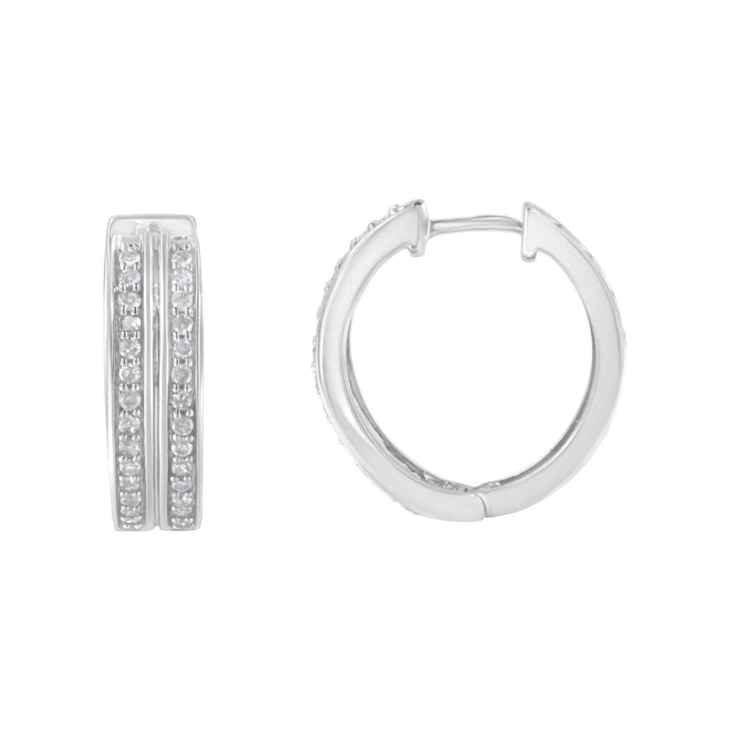 10K White Gold Diamond Hoop Earrings (1/2 Cttw, I-J Color, I2-I3 Clarity)