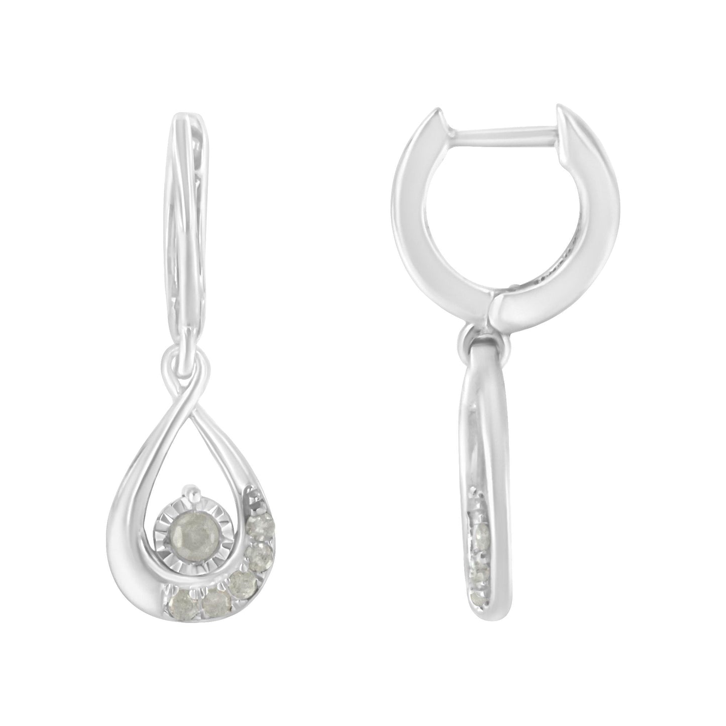 .925 Sterling-Silver 1/5 CTTW Miracle-Set Round Diamond Drop and Dangle Hoop Earring (I-J Color, I3 Clarity)