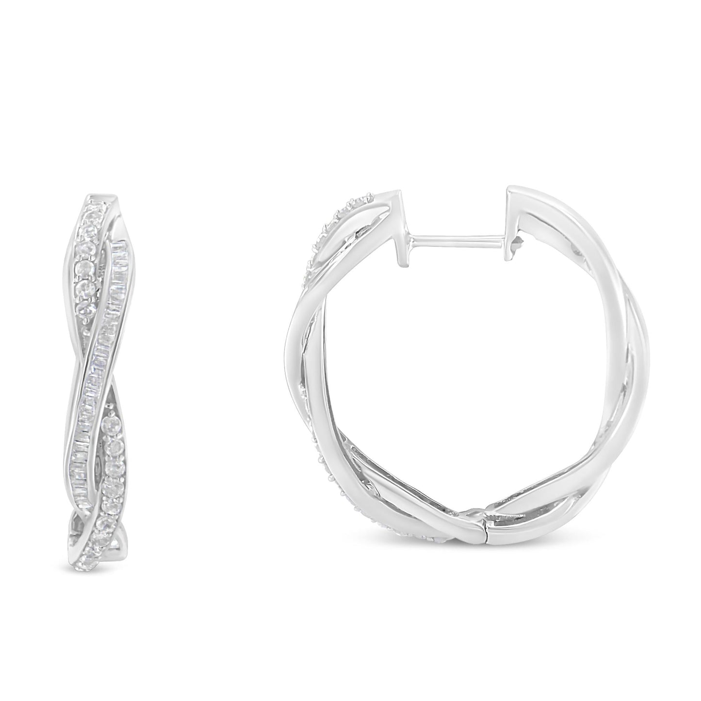 Sterling Silver Diamond Hoop Earrings (0.75 CTTW, I-J Color, I2-I3 Clarity)
