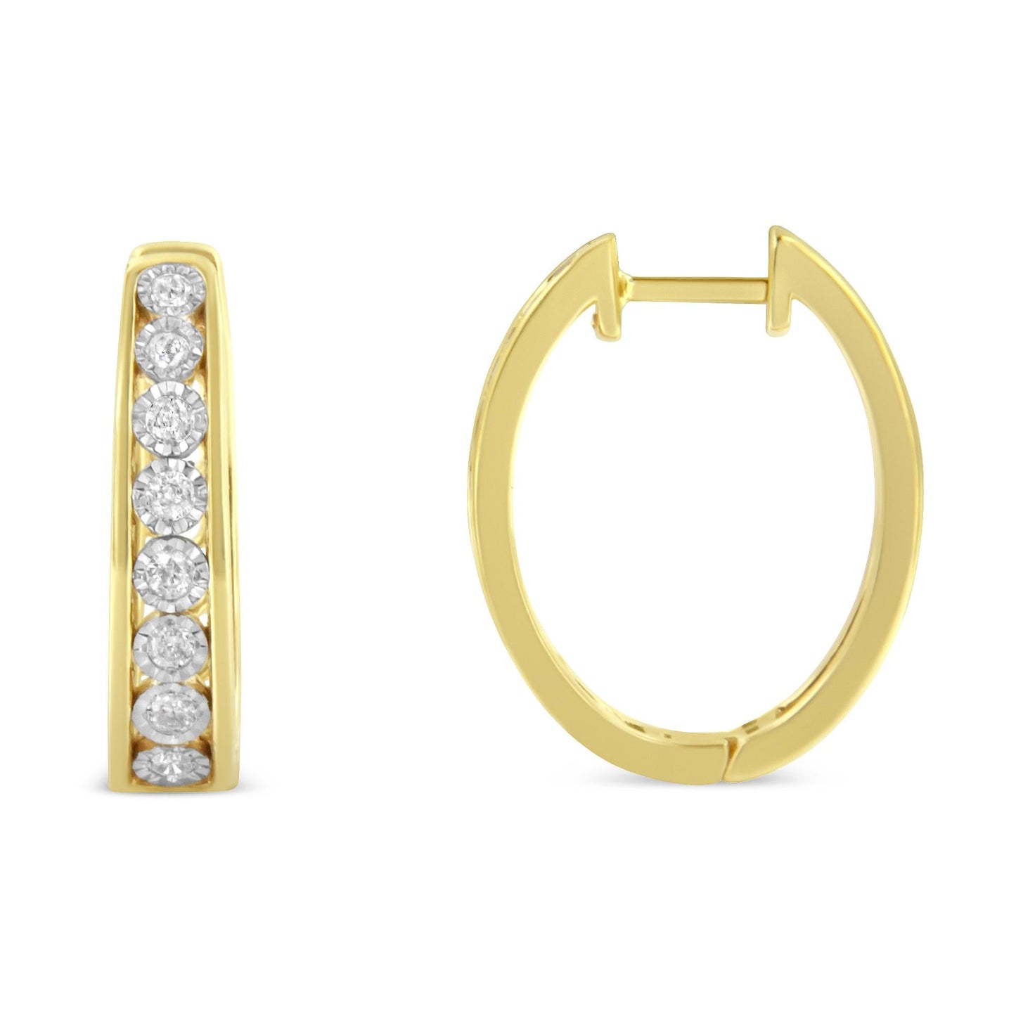 10KT Yellow & White Gold Diamond Hoop Earrings (1/2 Cttw, J-K Color, I2-I3 Clarity)