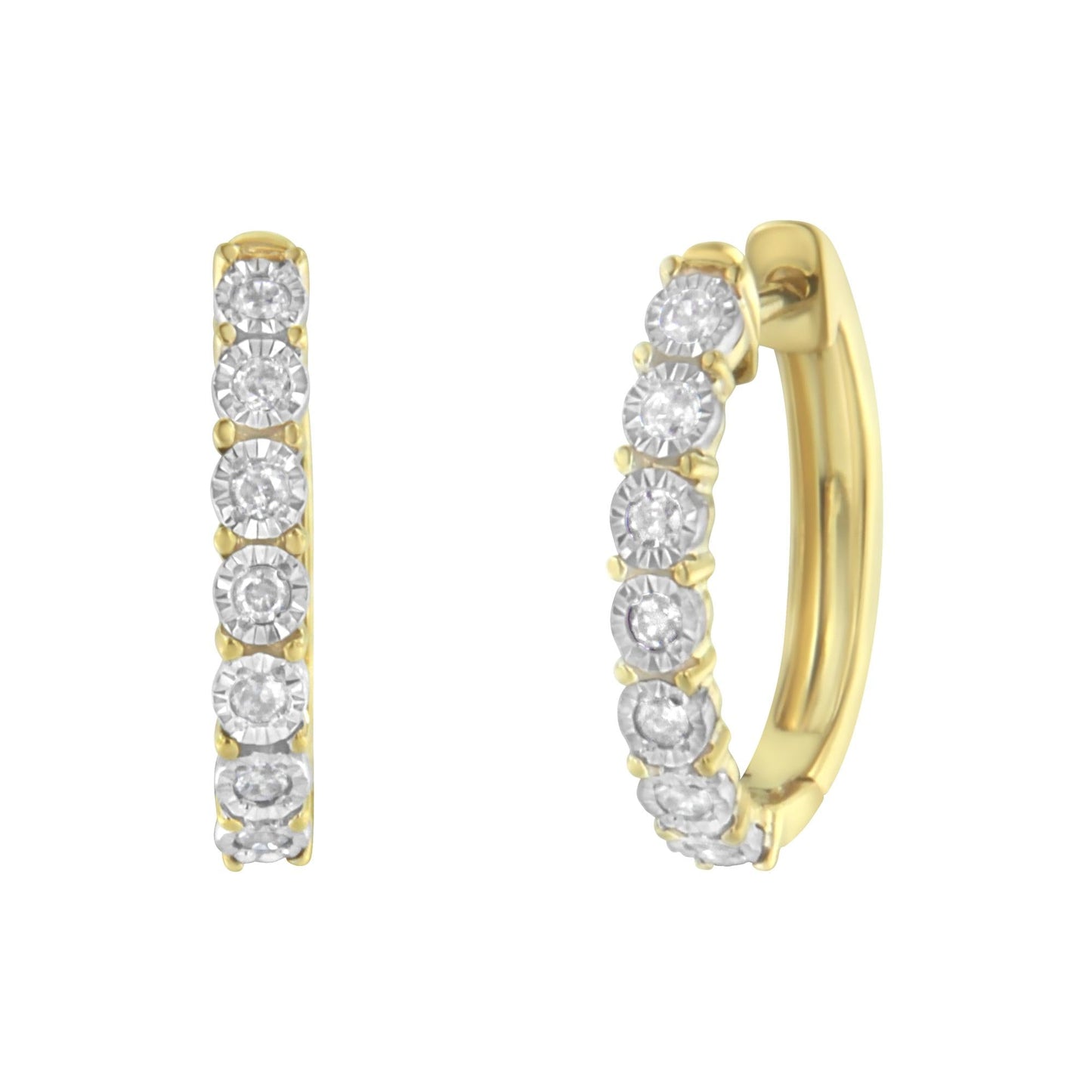 10KT Two-Tone Gold Diamond Hoop Earrings (1/4 Cttw, J-K Color, I2-I3 Clarity)