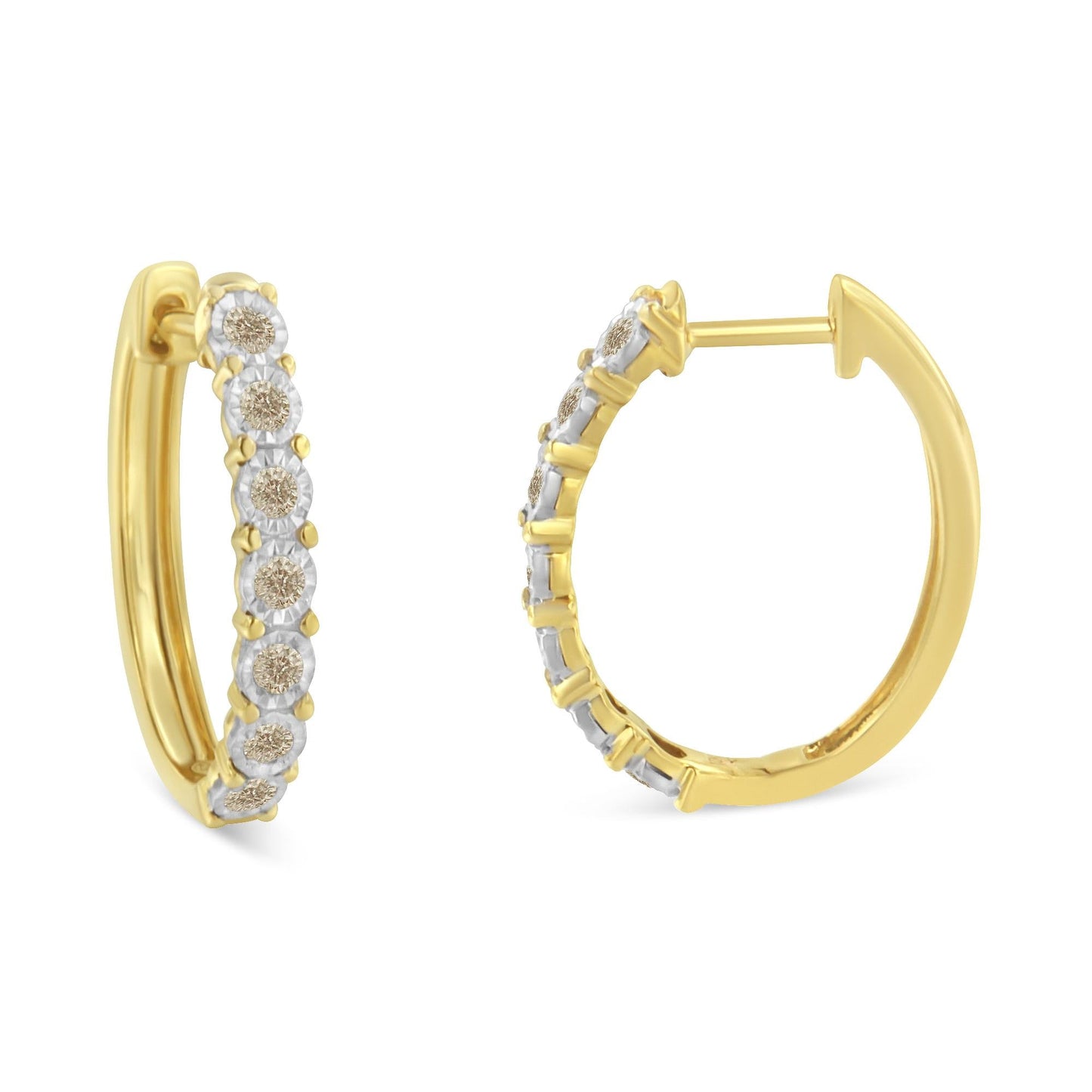 10KT Two-Tone Gold Diamond Hoop Earrings (1/2 Cttw, J-K Color, I2-I3 Clarity)
