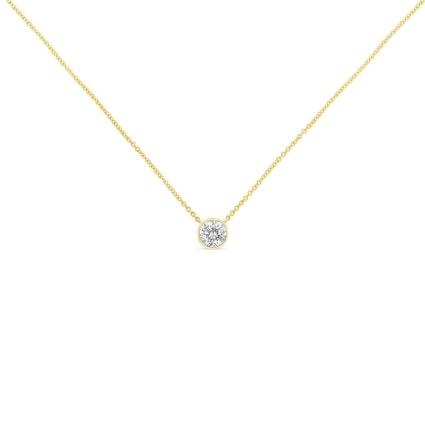 10K Yellow Gold 1/2 Carat Diamond Bezel-Set Solitaire Pendant Necklace – Haus of Brilliance