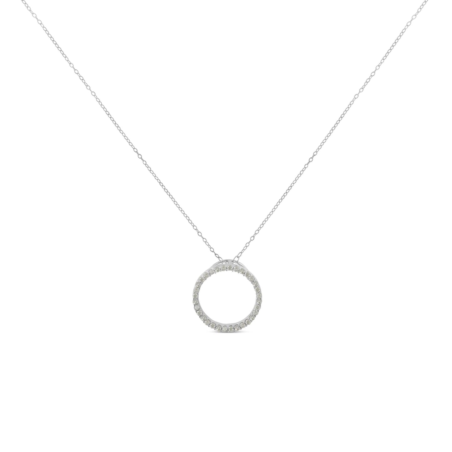 Sterling Silver Diamond Circle Pendant – 1/3 Cttw, 18" Halo Necklace