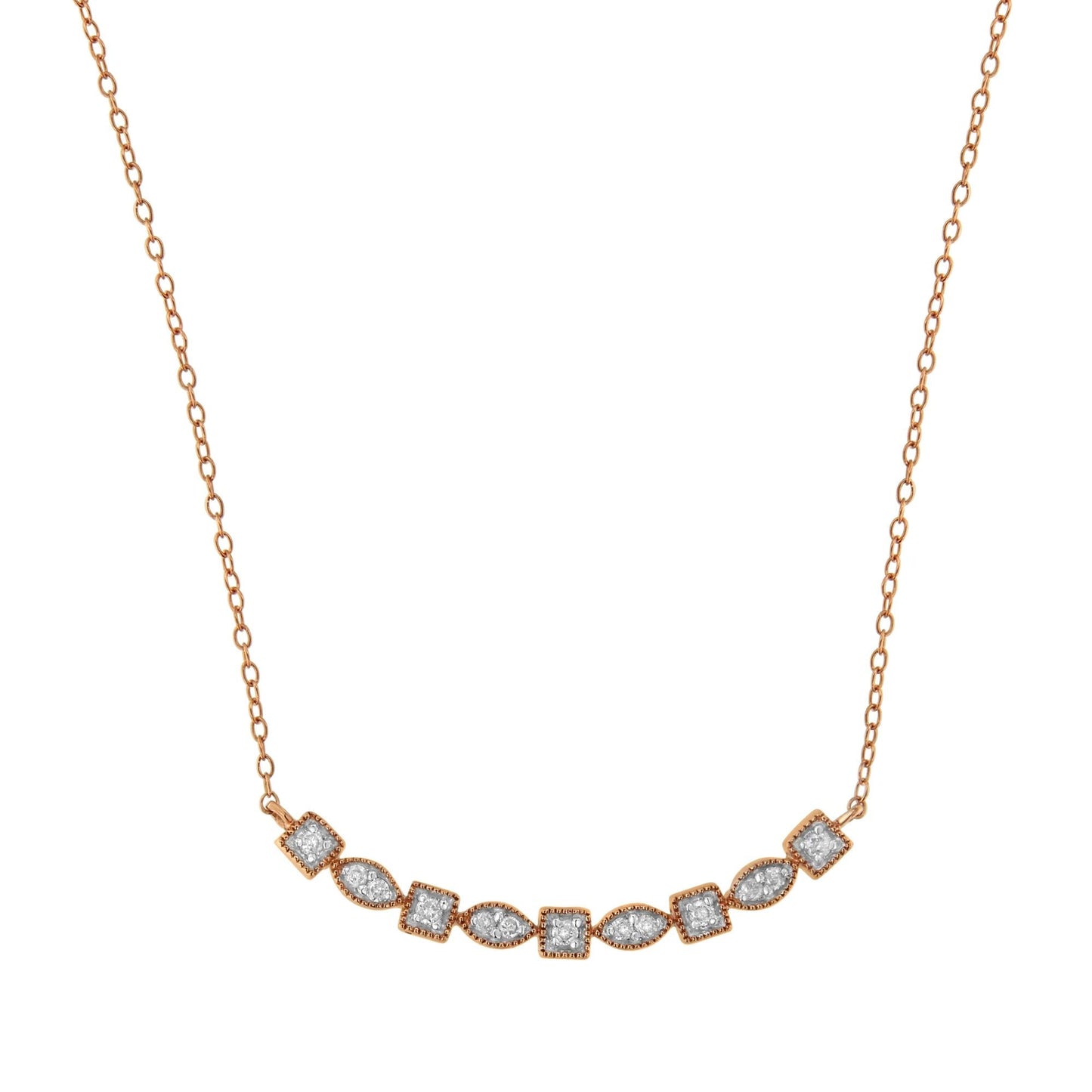 “10KT Rose Gold Sterling Silver Diamond Bar Necklace – 1/4 Cttw”