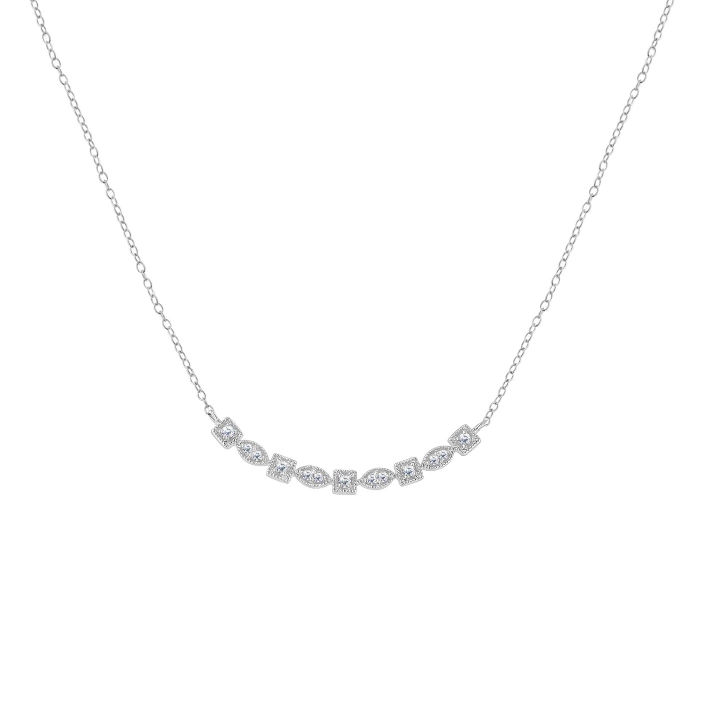 “Sterling Silver Mixed Cut Diamond Bar Necklace – 1/4 Cttw”