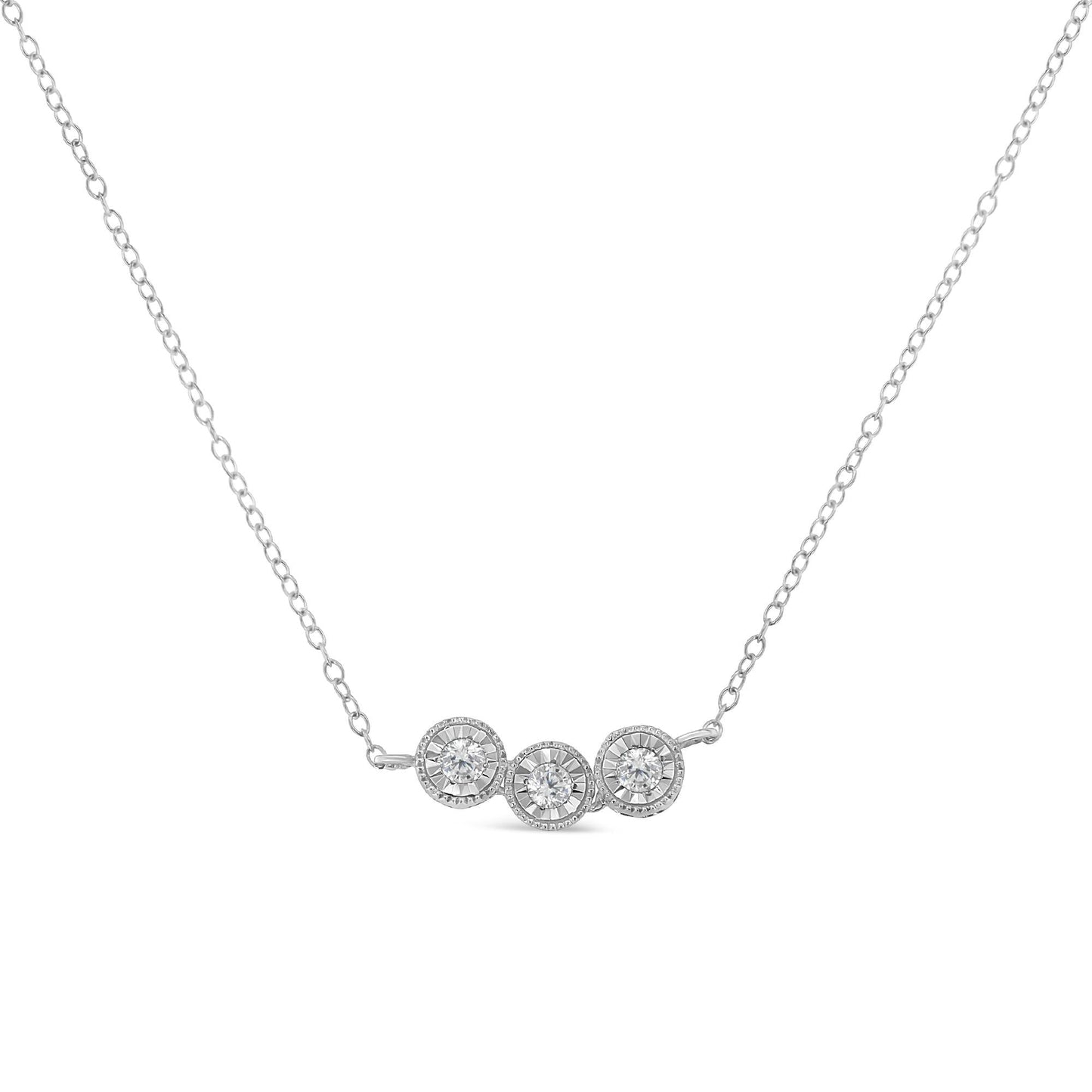 Sterling Silver 1/4 CTTW Round Diamond Pendant Necklace – H-I Color, I2-I3 Clarity