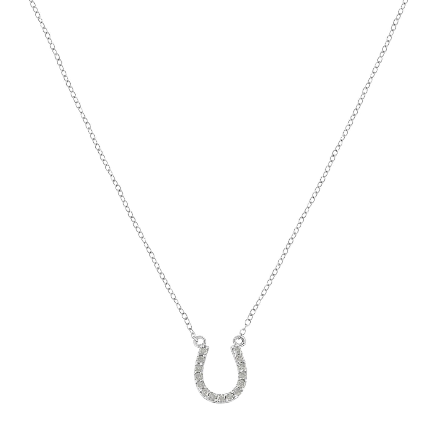 .925 Sterling Silver 1/4 Cttw Diamond Horseshoe Necklace (I-J Color, I3 Clarity)