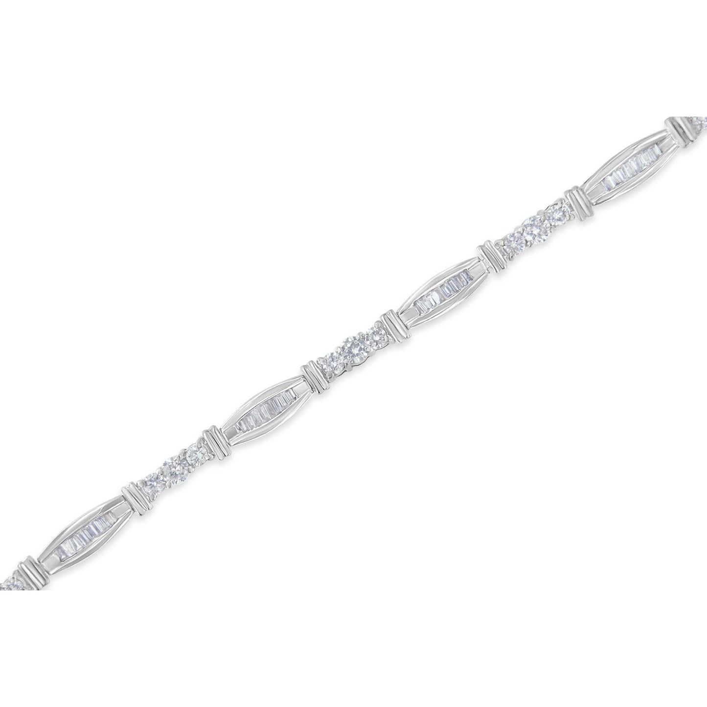 10K White Gold Geometric Pattern Diamond Tennis Bracelet (3 CTTW, H-I Color, SI2-I1 Clarity)