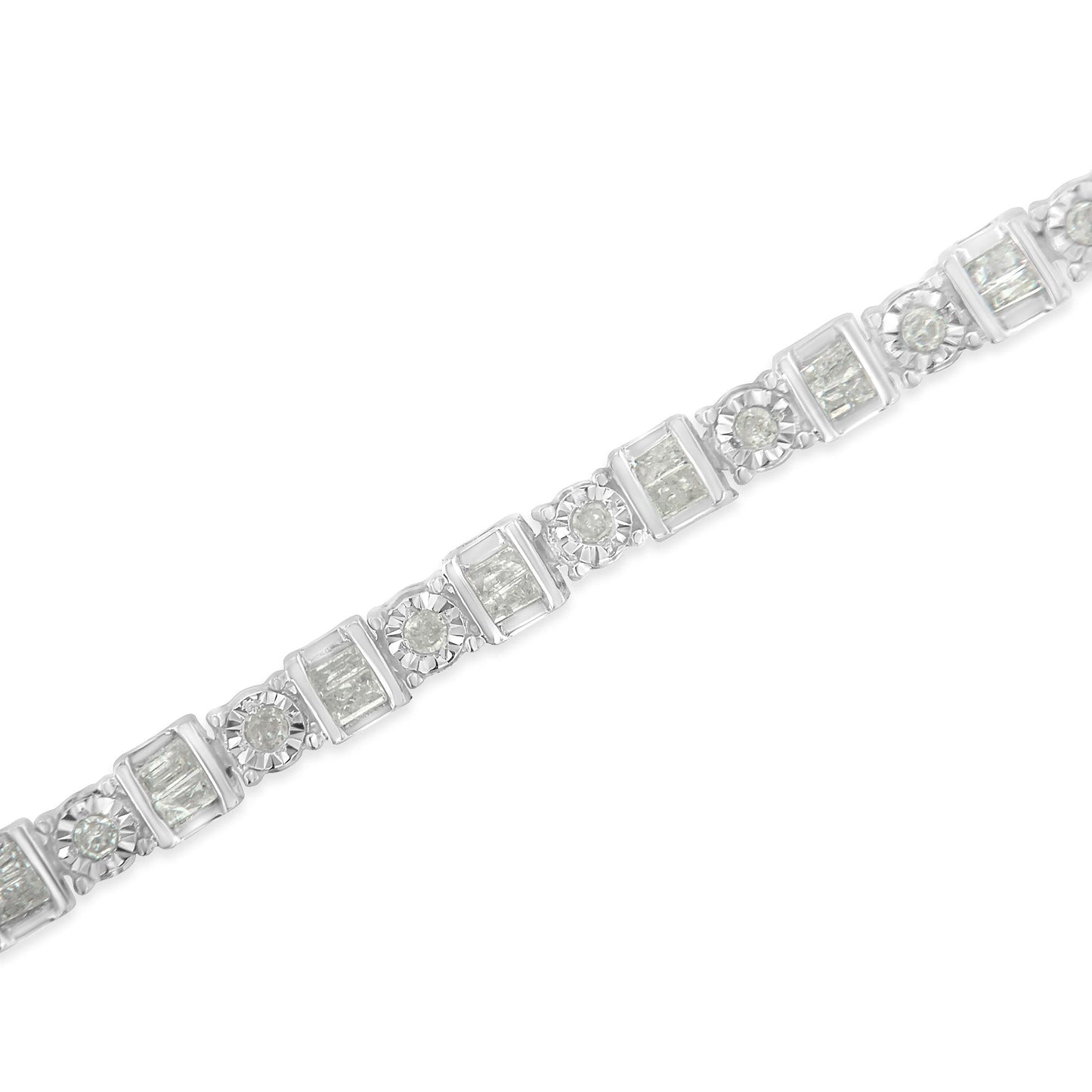 “10K White Gold Diamond X-Link Tennis Bracelet – 2.0 Cttw, 7″”